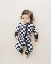 Load image into Gallery viewer, Bamboo Zip Romper | Black Checkered
