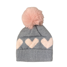 Load image into Gallery viewer, Knit Heart Hats w/ Pom
